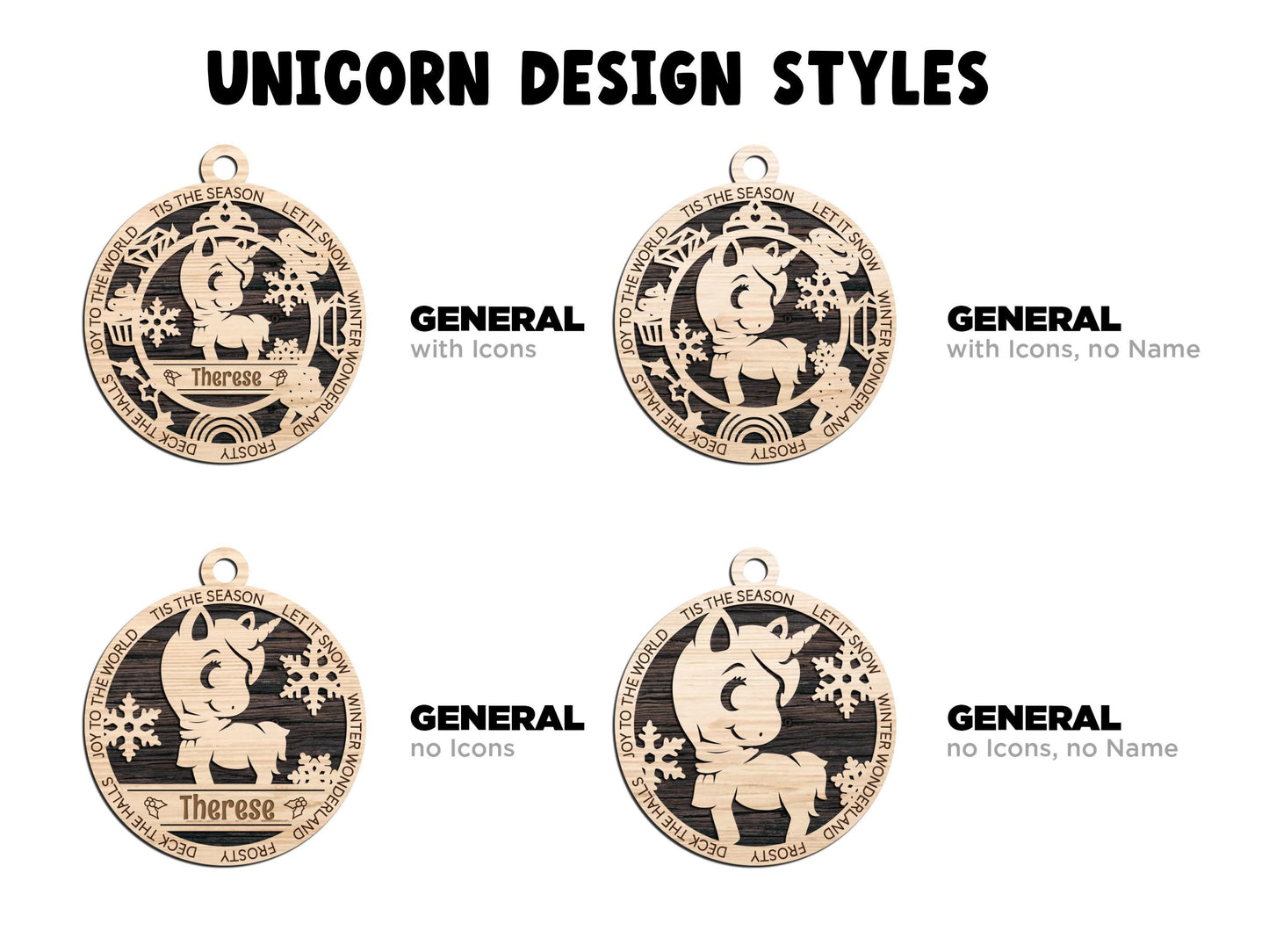 Unicorn Ornament – Personalized Wooden Christmas Keepsake