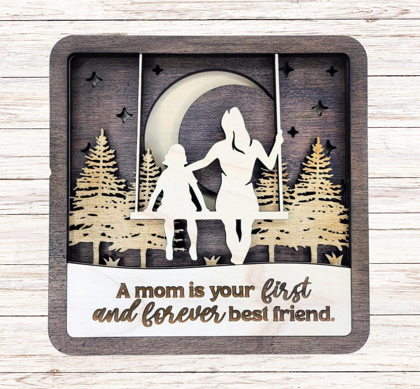 Personalized Mom Sign Plaque – Laser Engraved Wooden Gift, Mother’s Day, Birthday, Grandma Keepsake