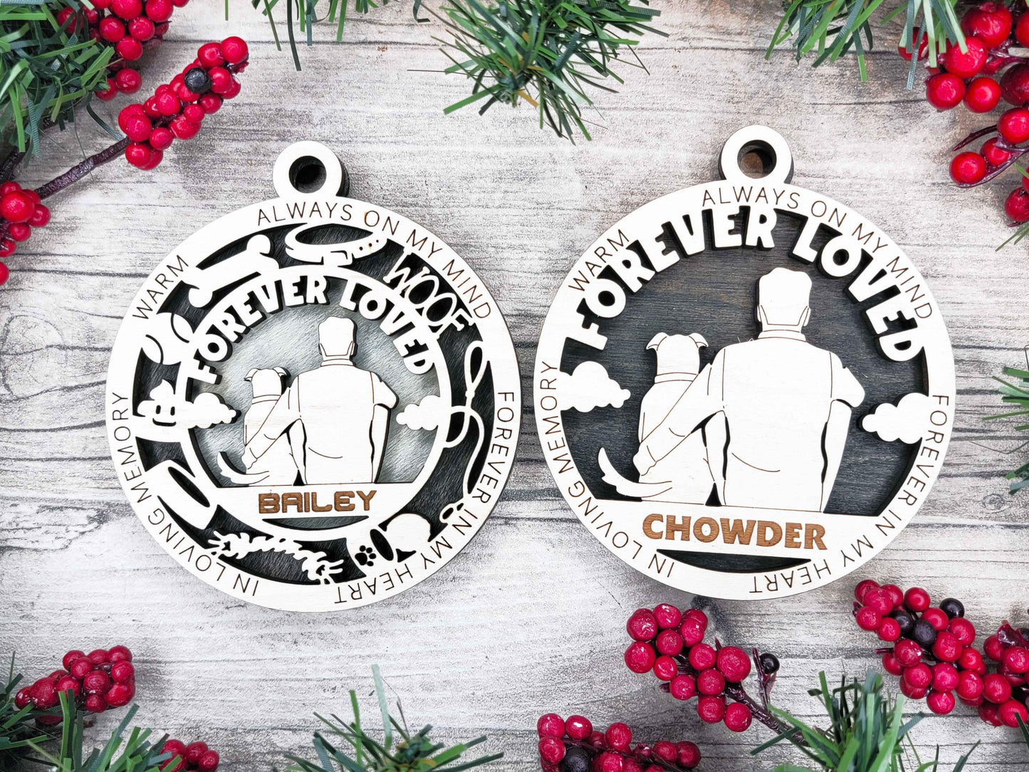 Memorial Dog Ornament – Personalized Pet Loss Keepsake with Name & Dates
