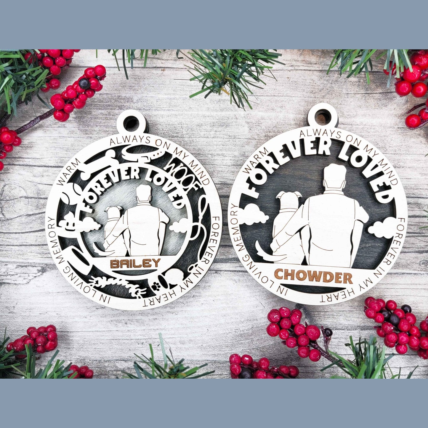 Memorial Dog Ornament – Personalized Pet Loss Keepsake with Name & Dates