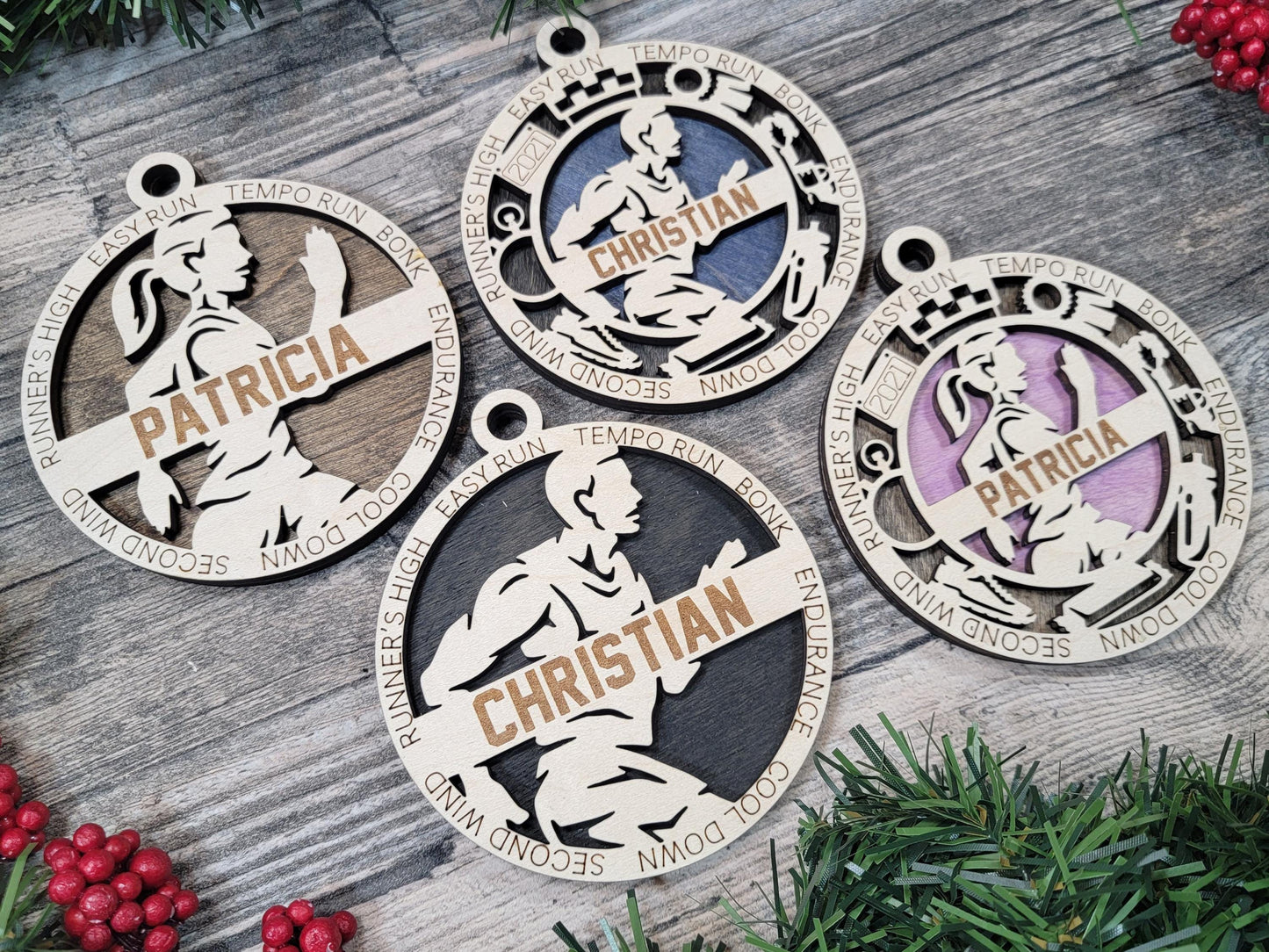 Cross Country Christmas Ornament – Personalized Engraved Runner Gift