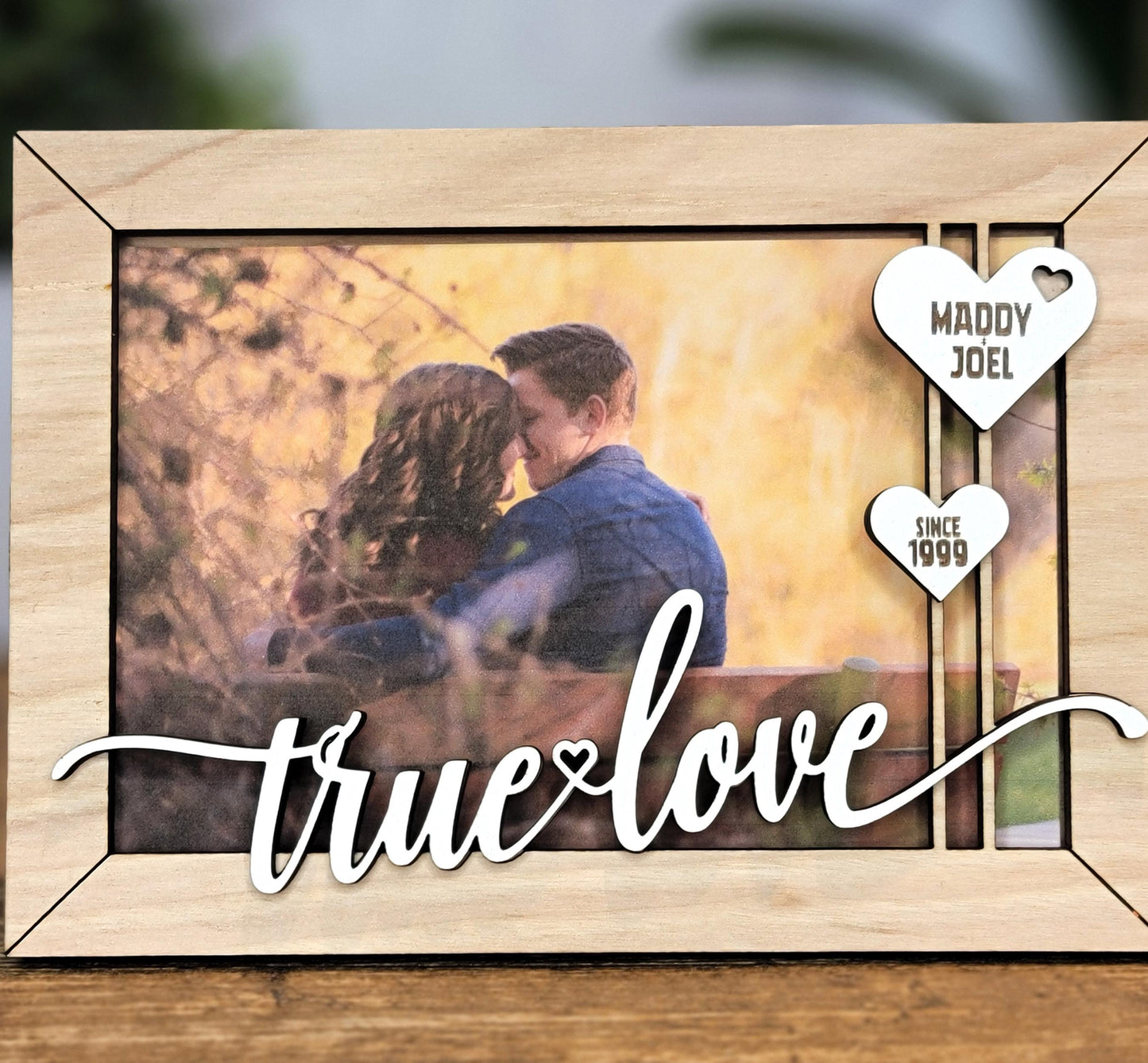 Custom Engraved Wooden Love Photo Frame – Valentine’s Day & Anniversary Gift, Personalized Laser Cut Frame