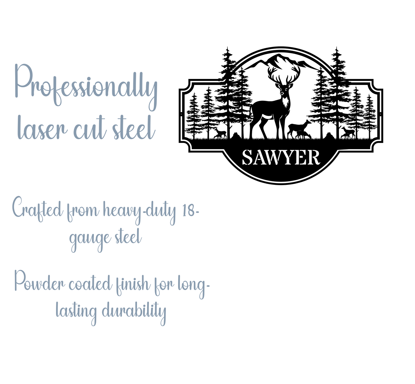 Personalized Deer Metal Monogram Sign