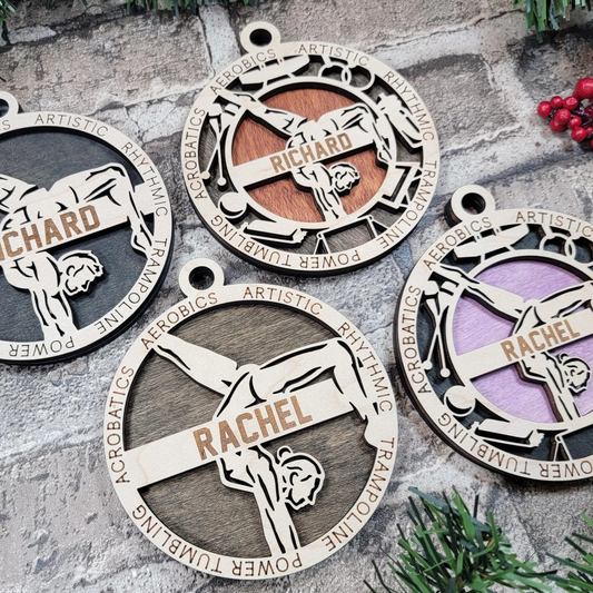 Gymnastics Christmas Ornament – Personalized Engraved Sports Gift