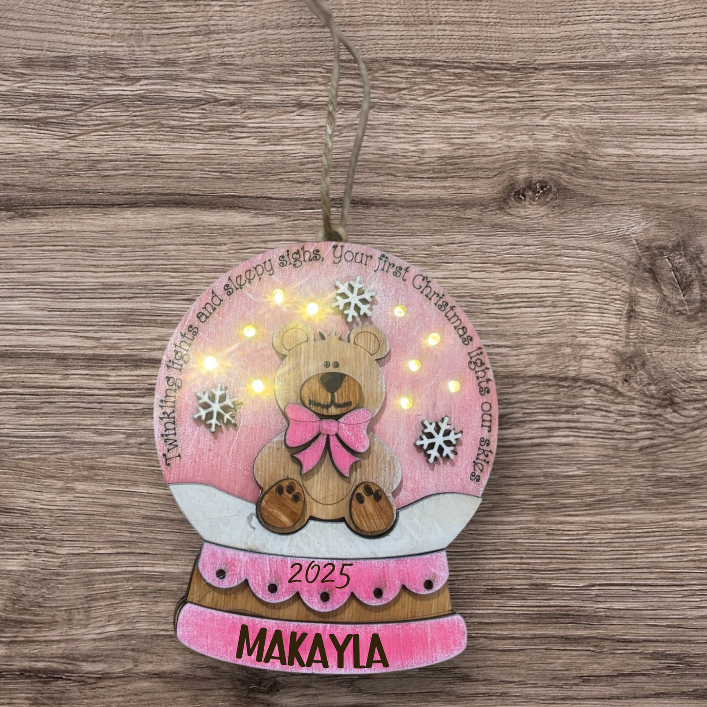 Baby’s First Christmas Ornament – Personalized Light-Up Keepsake for Boy or Girl, Custom Name Handmade Holiday Gift