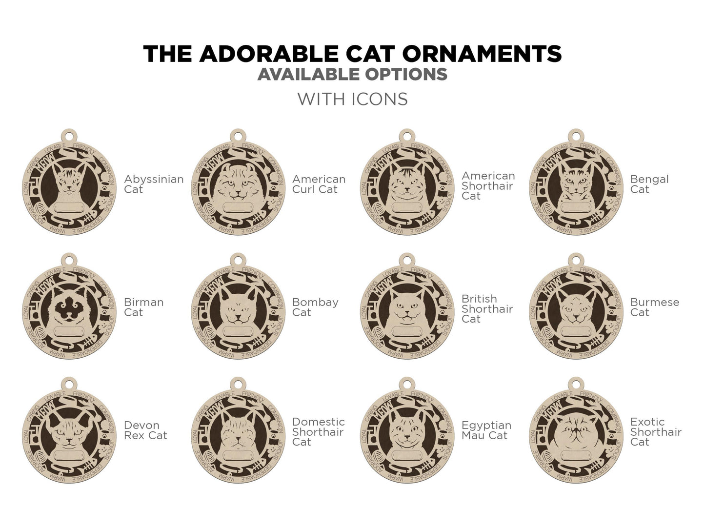 Personalized Cat Ornament – Custom Engraved Pet Name Christmas Keepsake Decoration