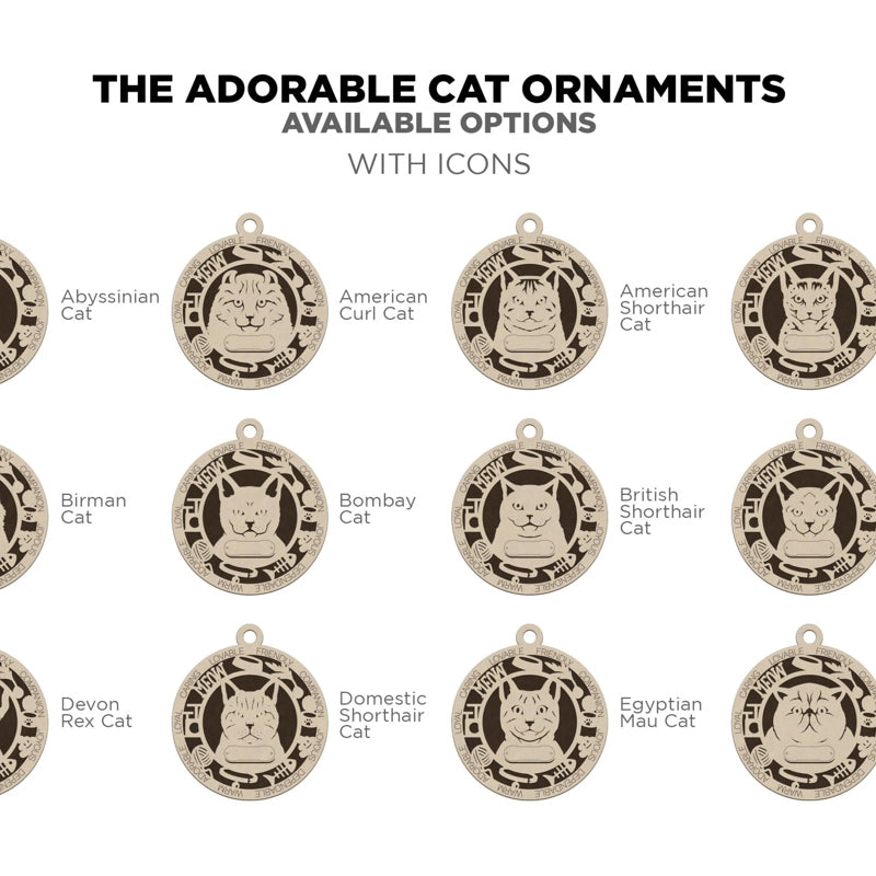 Personalized Cat Ornament – Custom Engraved Pet Name Christmas Keepsake Decoration