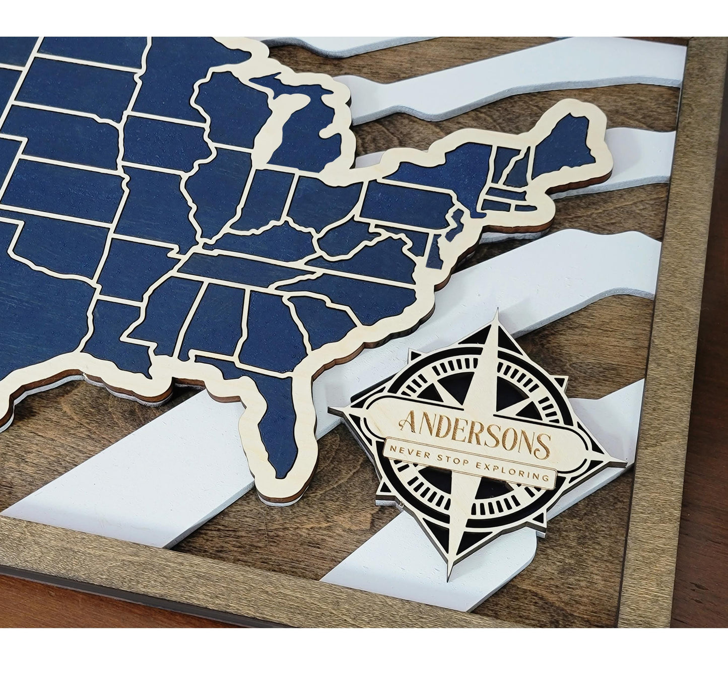 50 States Travel Map – Personalized Wooden USA Road Trip Gift