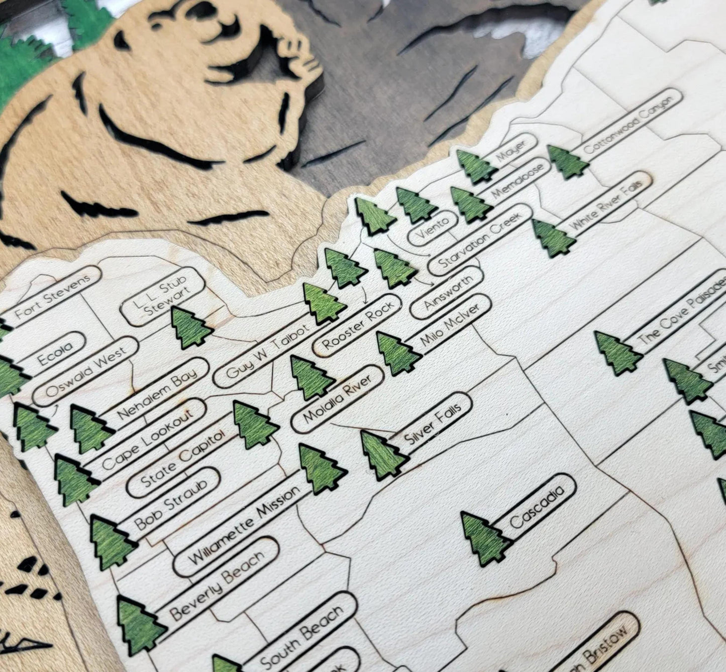 Personalized Oregon State Parks Map Tracker – Custom Name Wooden Travel Keepsake