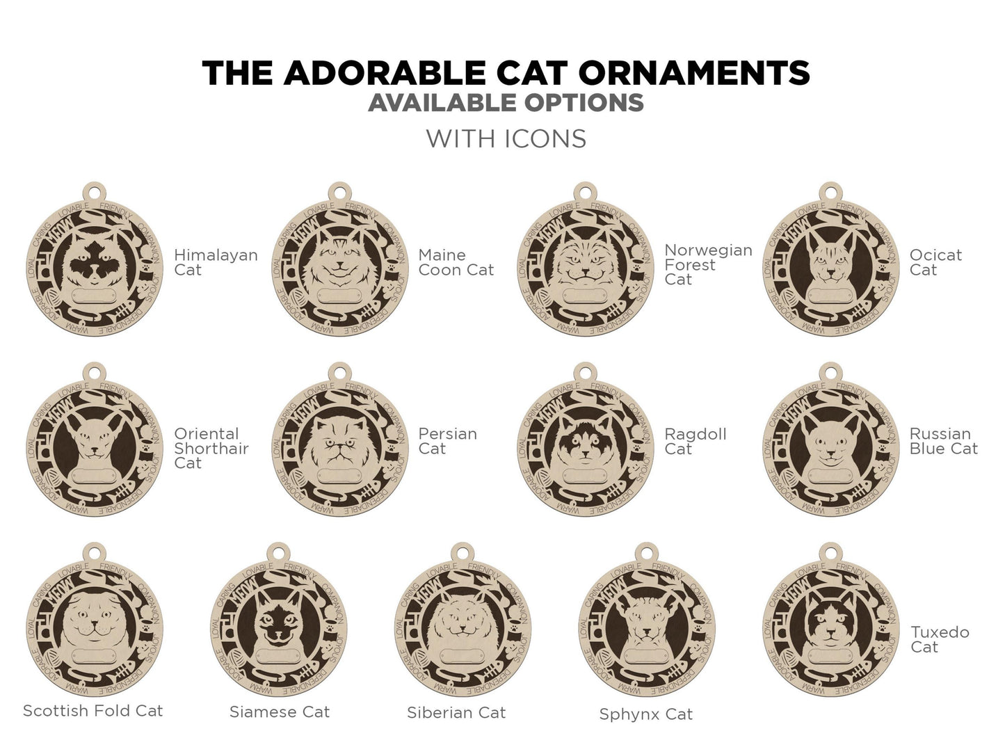 Personalized Cat Ornament – Custom Engraved Pet Name Christmas Keepsake Decoration