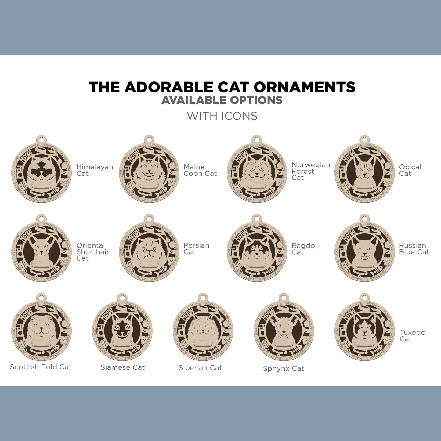 Personalized Cat Ornament – Custom Engraved Pet Name Christmas Keepsake Decoration