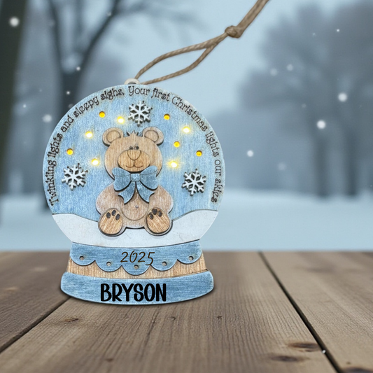 Baby’s First Christmas Ornament – Personalized Light-Up Keepsake for Boy or Girl, Custom Name Handmade Holiday Gift