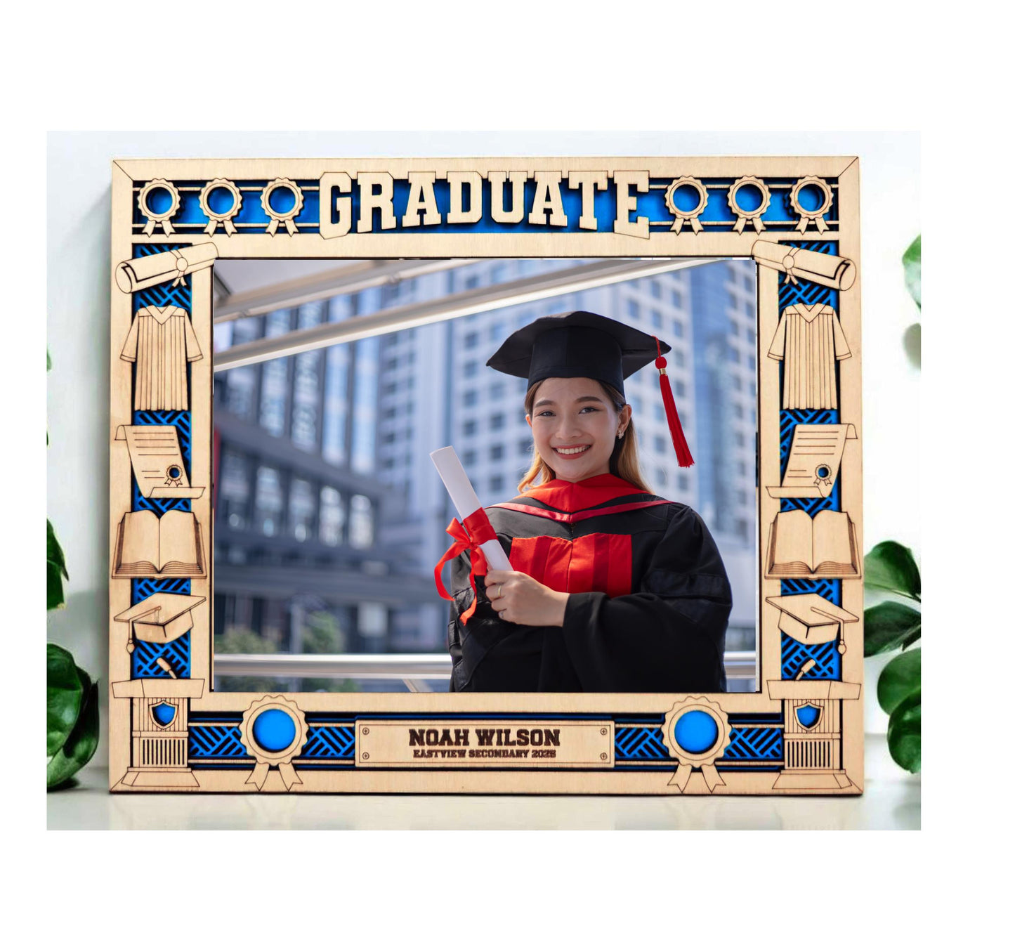 Custom Engraved Graduation Photo Frame – Personalized Wooden Graduate Picture Frame, Laser Cut Keepsake Gift