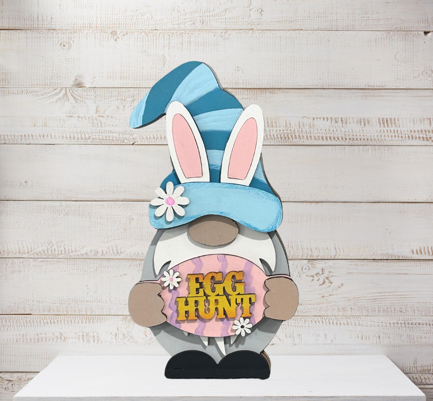 Easter Gnome Shelf Sitter – Handmade 8” Wooden Gnome with Interchangeable Outfits for Seasons & Holidays