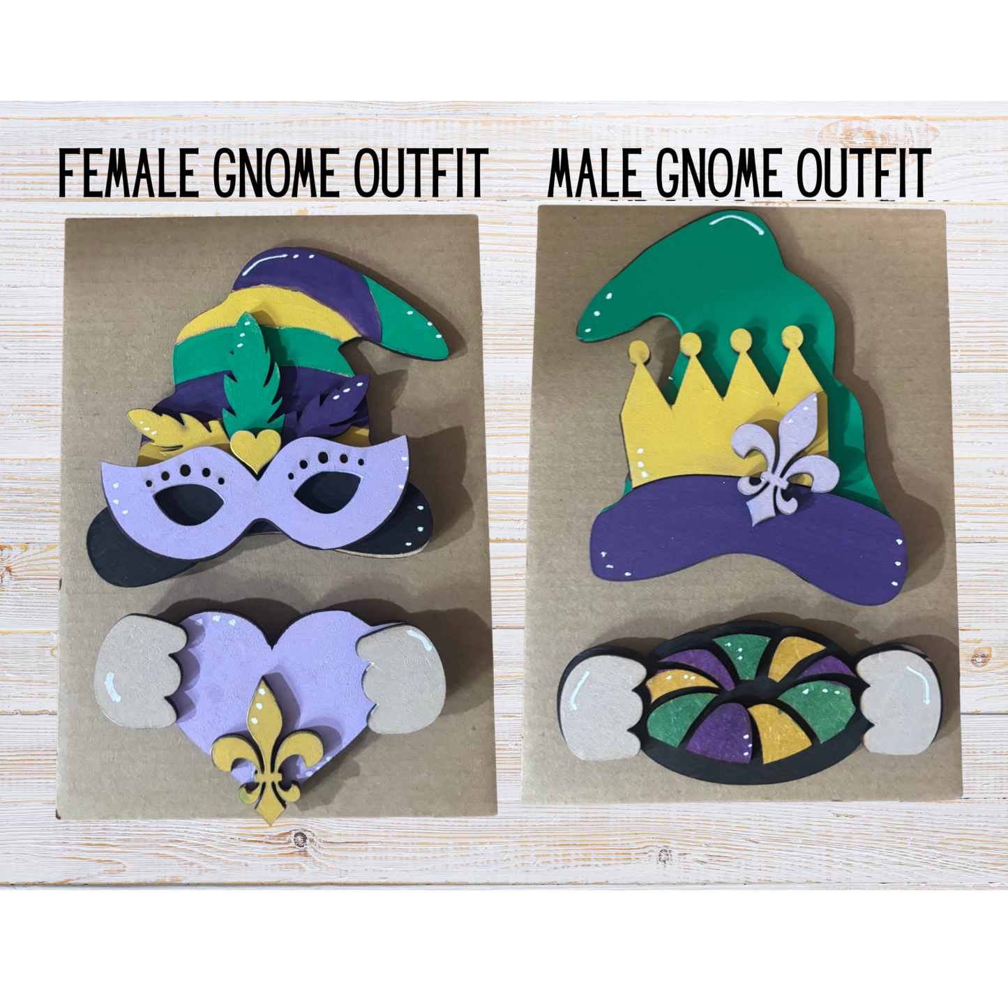 Mardi Gras Interchangeable Gnome – Handmade 10” Shelf Sitter with Outfit