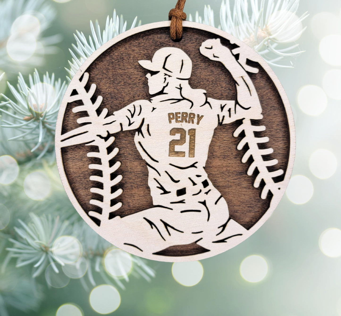 Personalized Softball Ornament – Custom Engraved Wooden Christmas Keepsake for Players, Coaches & Teams