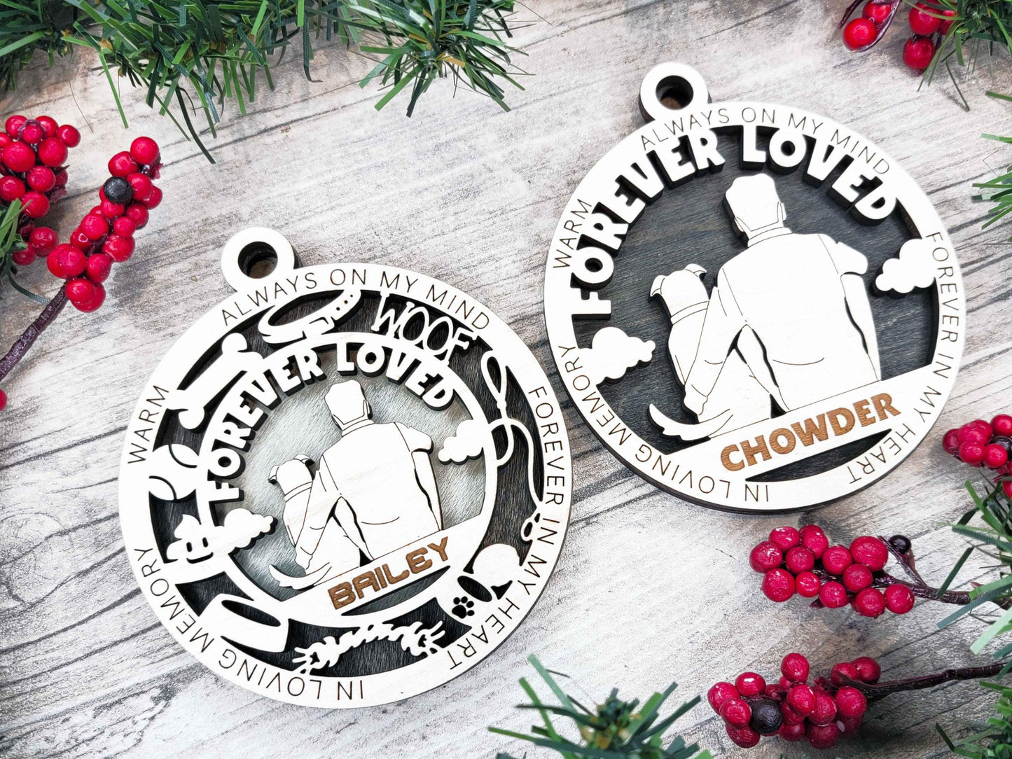 Memorial Dog Ornament – Personalized Pet Loss Keepsake with Name & Dates