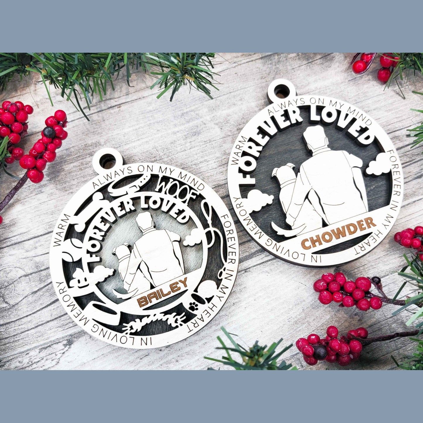 Memorial Dog Ornament – Personalized Pet Loss Keepsake with Name & Dates