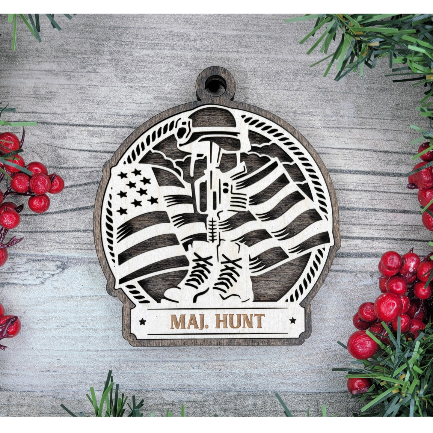 Armed Forces Personalized Christmas Ornament – Laser Engraved Military Keepsake