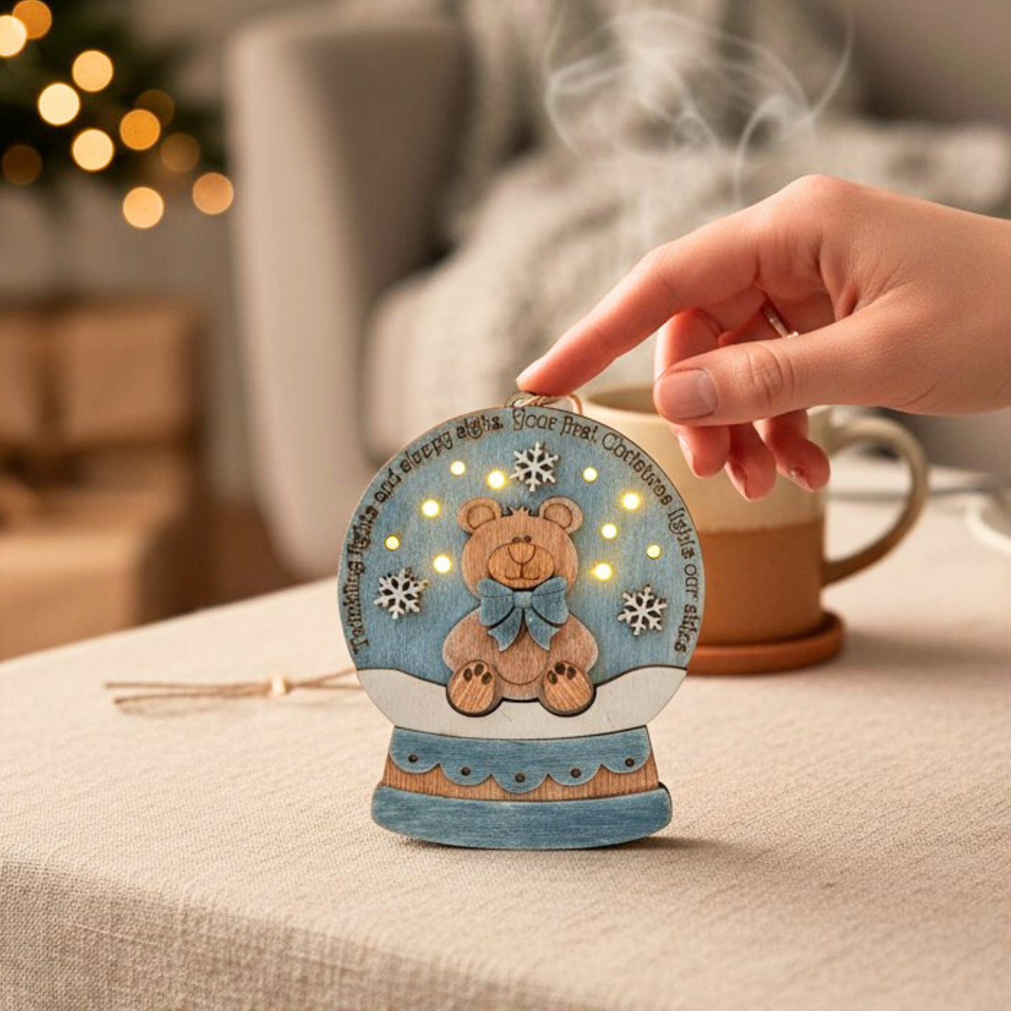 Baby’s First Christmas Ornament – Personalized Light-Up Keepsake for Boy or Girl, Custom Name Handmade Holiday Gift