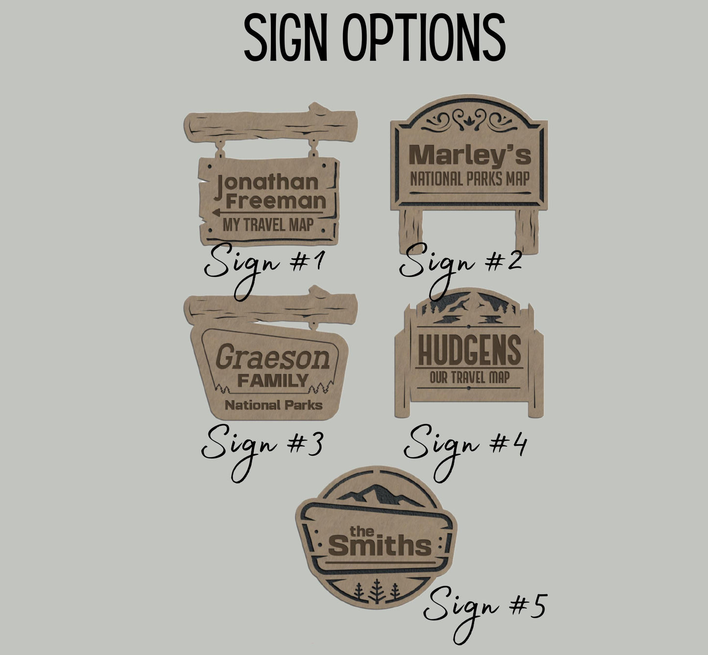 Personalized National Park Map Tracker – Custom Name Wooden USA Travel Keepsake