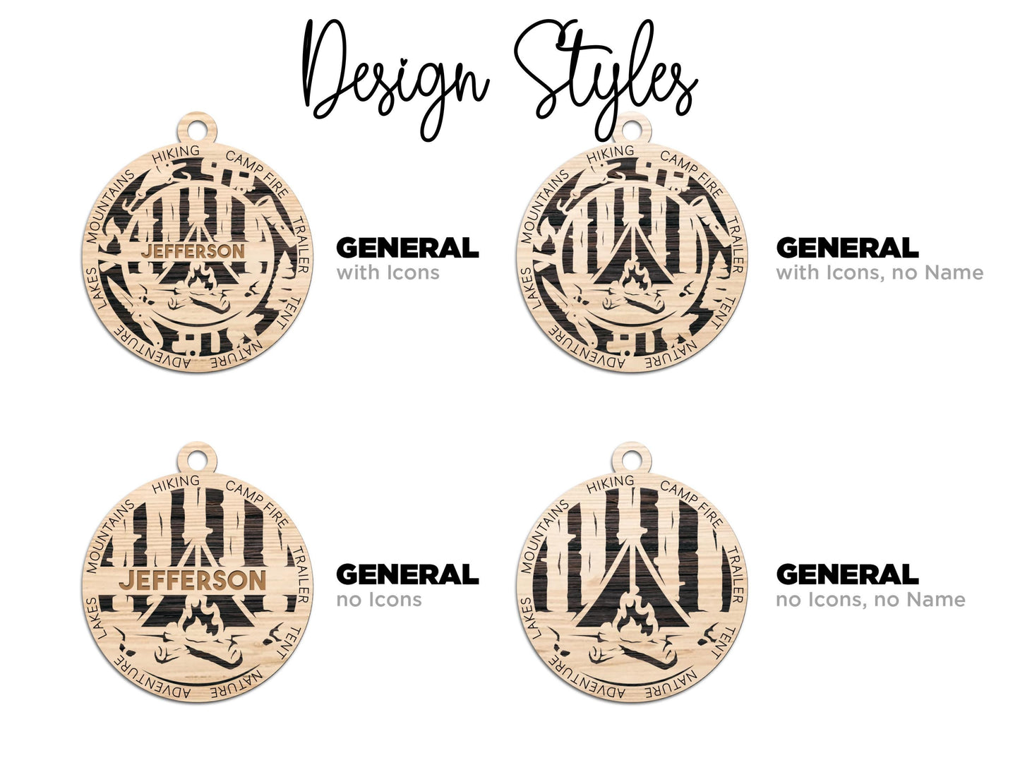 Camper Personalized Ornament – Custom Laser Engraved Camping Christmas Ornament, Handmade 4 Inch Wood Keepsake with Name