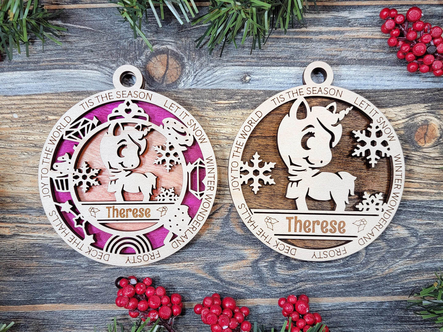 Unicorn Ornament – Personalized Wooden Christmas Keepsake