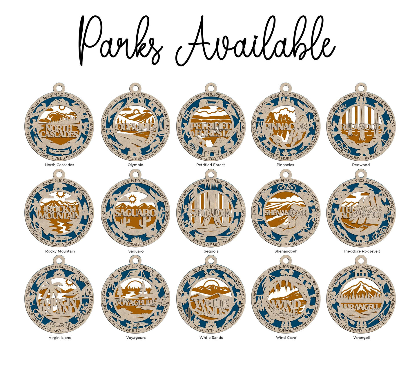 National Park Christmas Ornament – Hand Painted Wooden Keepsake