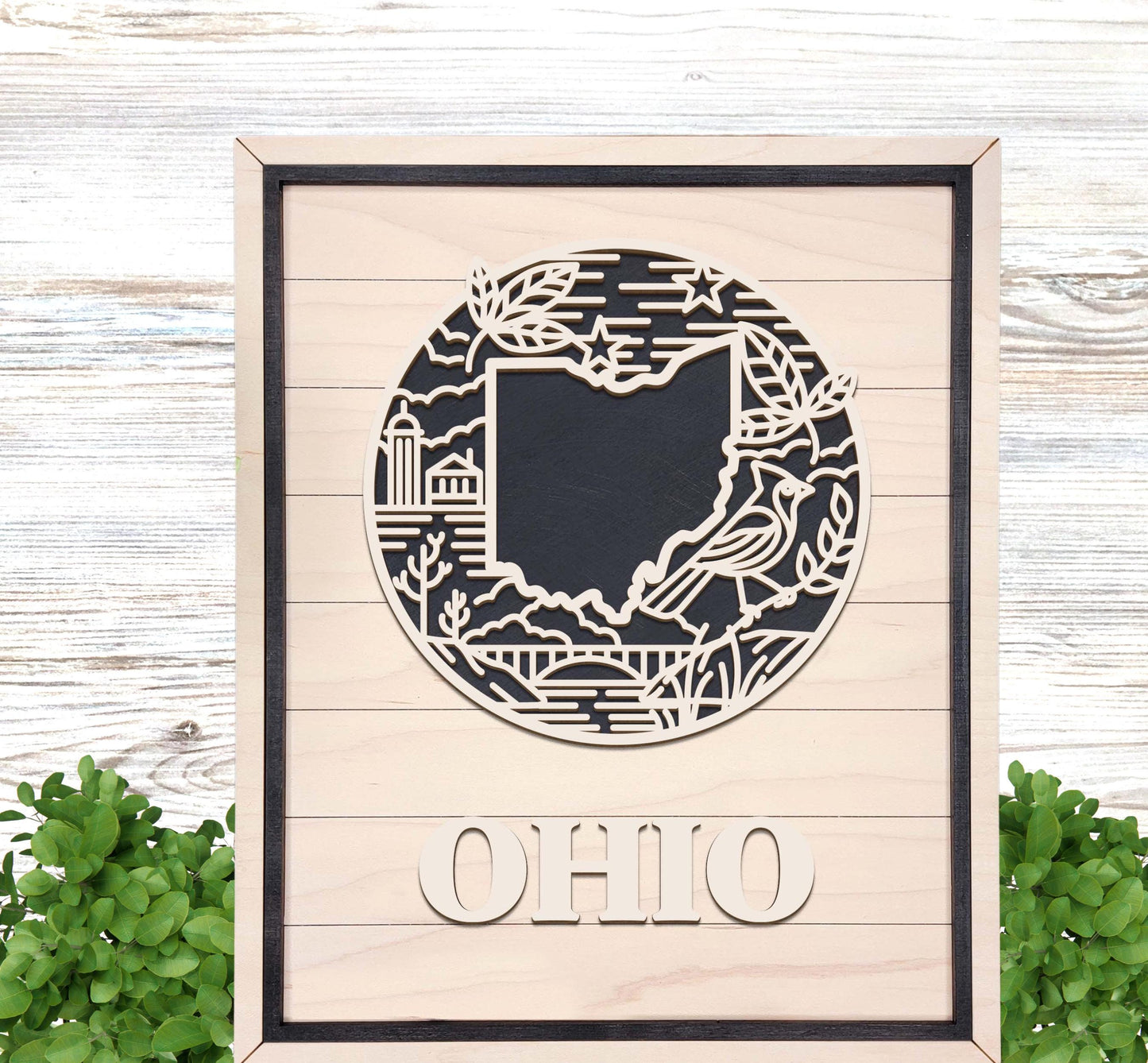 Ohio State Wall Art – Handmade Wood Sign Honoring Ohio’s History, Symbols & Culture | Gift-Ready with Easel Display