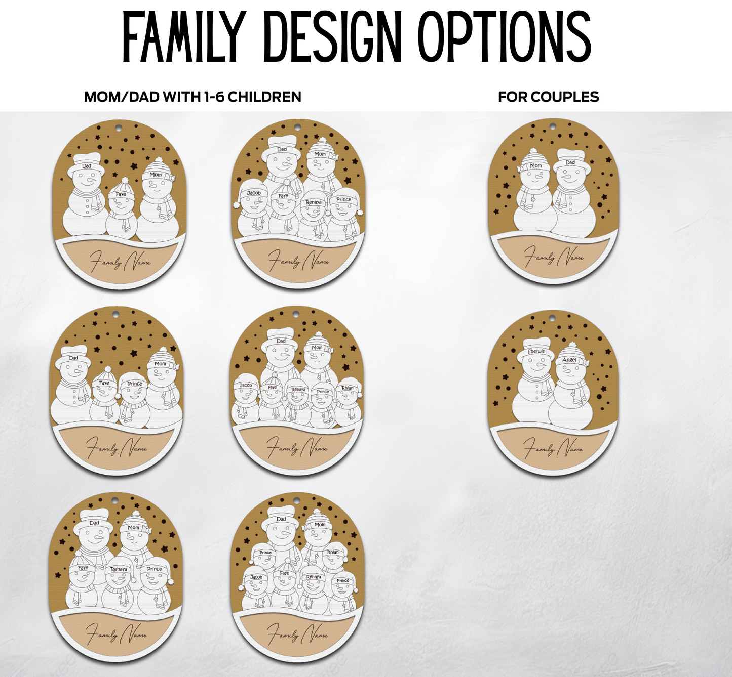 Personalized Family Snowman Ornament with Names – Custom Christmas Keepsake