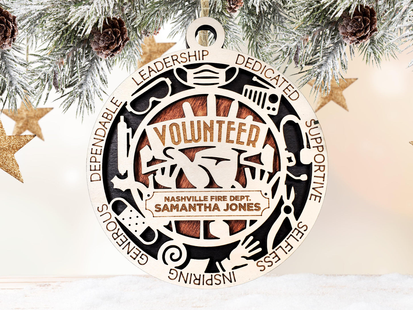 Volunteer Christmas Ornament – Personalized or Non-Personalized Wooden Holiday Gift