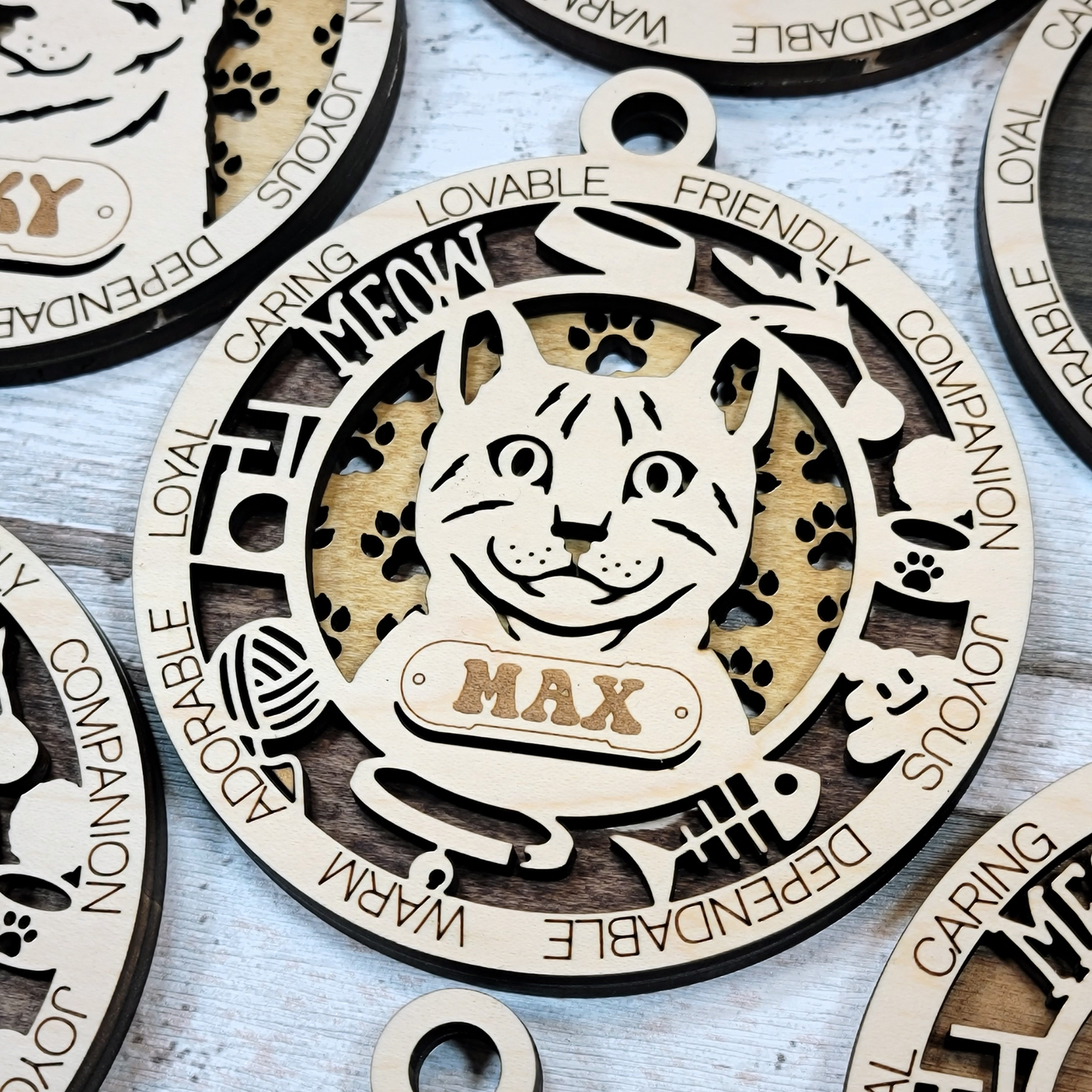 Personalized Cat Ornament – Custom Laser Engraved Premium Wood Keepsake with Gift Box