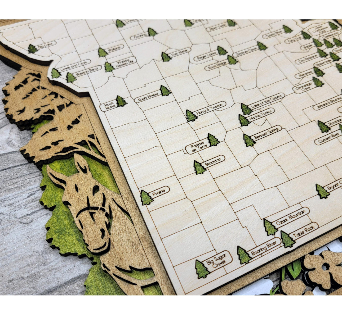 Personalized Missouri State Parks Map Tracker – Custom Name Wooden Travel Keepsake