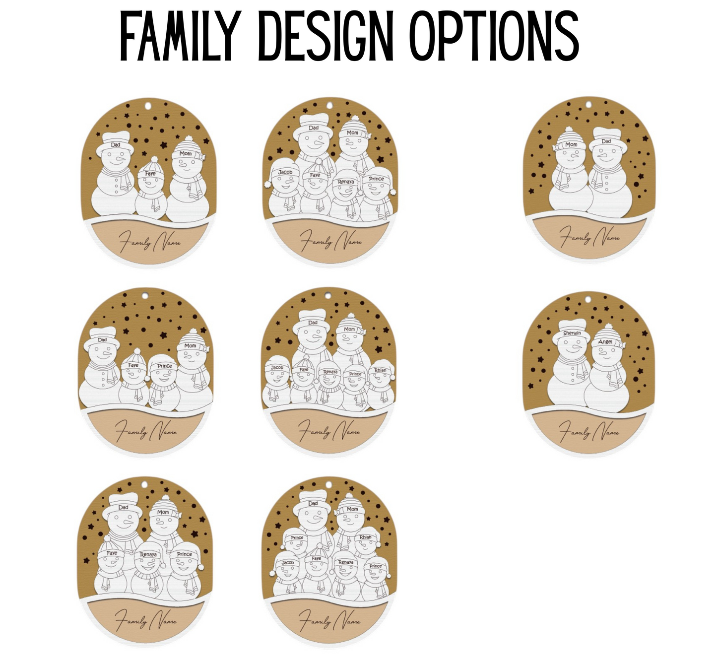Personalized Family Snowman Ornament with Names – Custom Christmas Keepsake