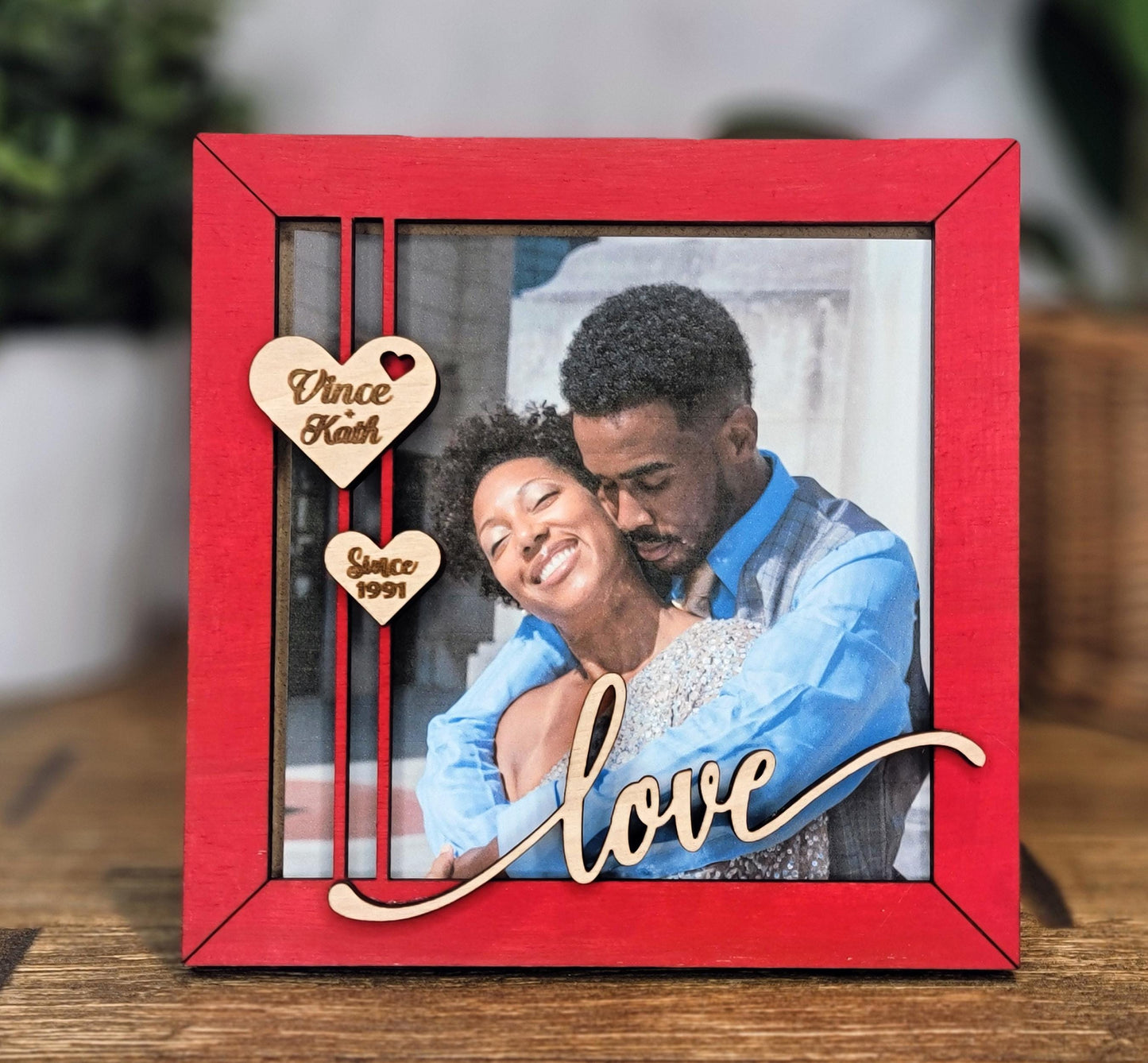 Custom Engraved Wooden Love Photo Frame – Valentine’s Day & Anniversary Gift, Personalized Laser Cut Frame
