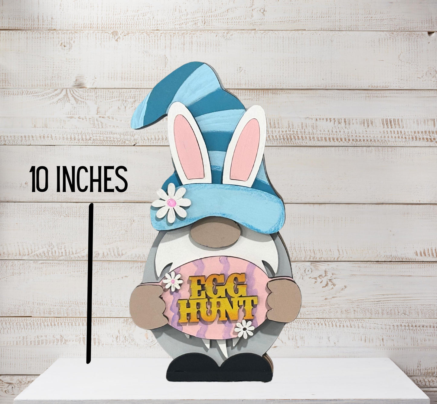 Easter Gnome Shelf Sitter – Handmade 8” Wooden Gnome with Interchangeable Outfits for Seasons & Holidays