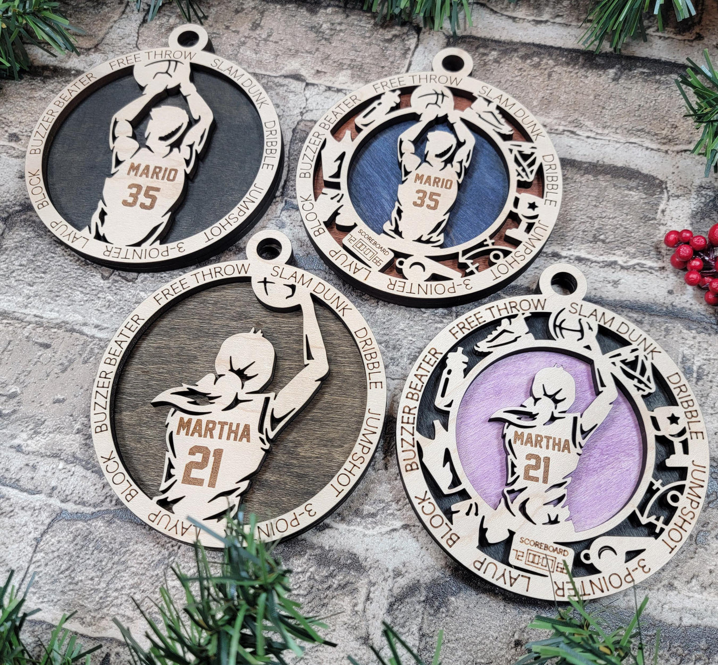 Personalized Basketball Ornament – Custom 4" Laser Engraved Wooden Sports Keepsake for Players, Coaches & Fans