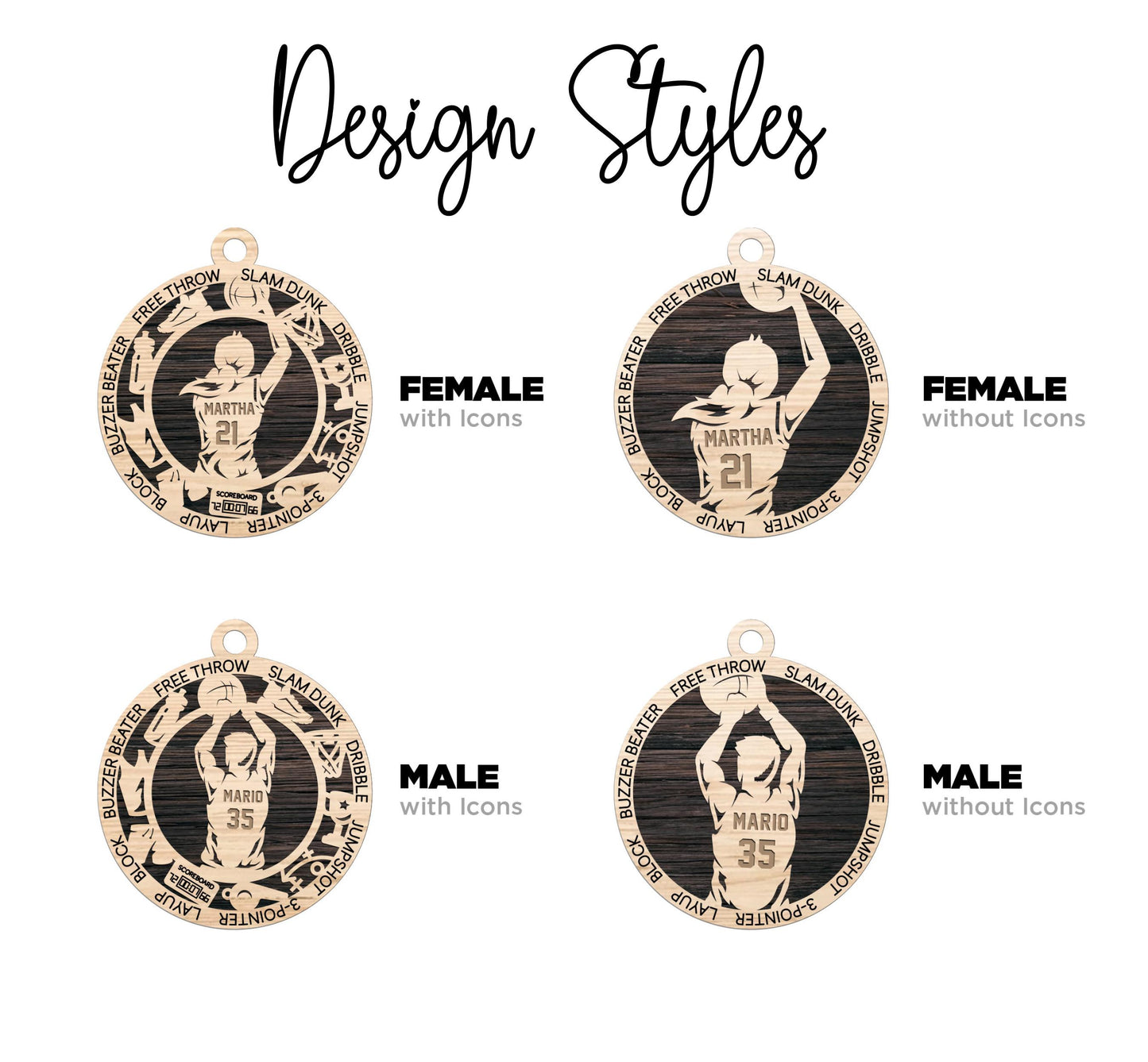 Personalized Basketball Ornament – Custom 4" Laser Engraved Wooden Sports Keepsake for Players, Coaches & Fans