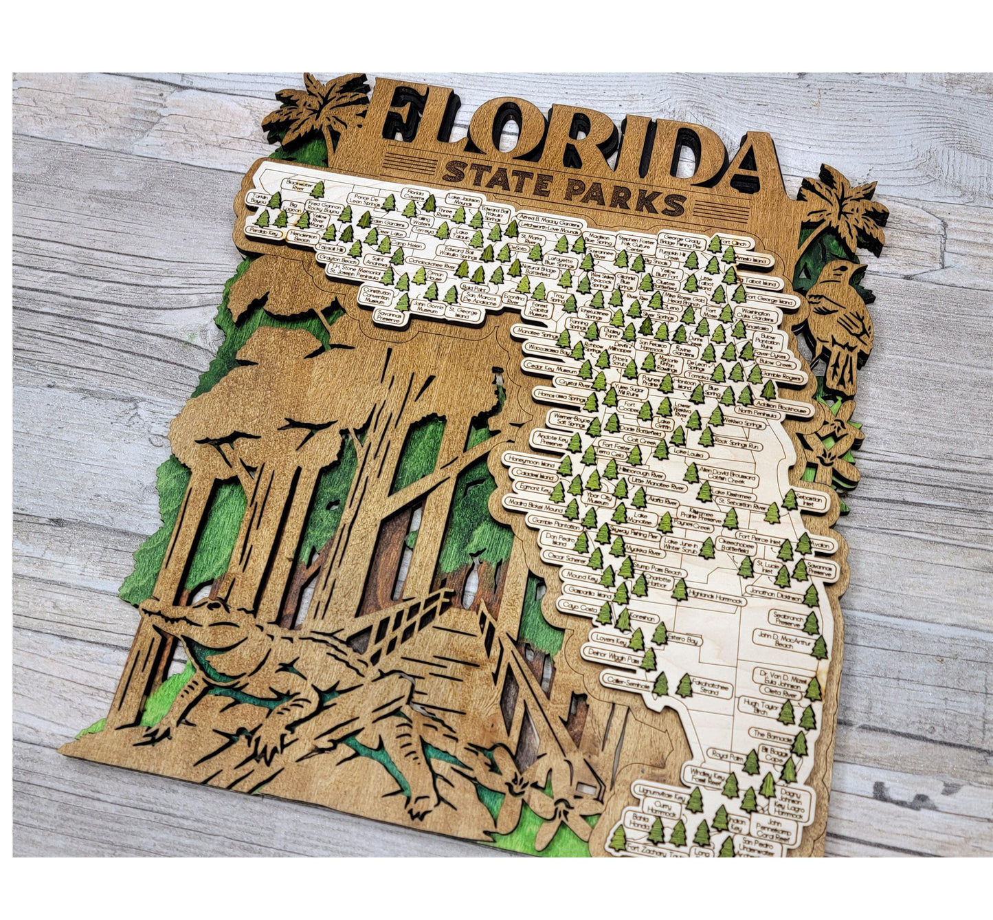Personalized Florida State Parks Map Tracker – Custom Name Wooden Travel Keepsake