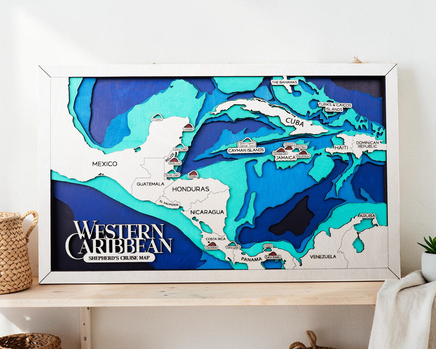Personalized Western Caribbean Cruise Map – Cruise Port Tracker Decor