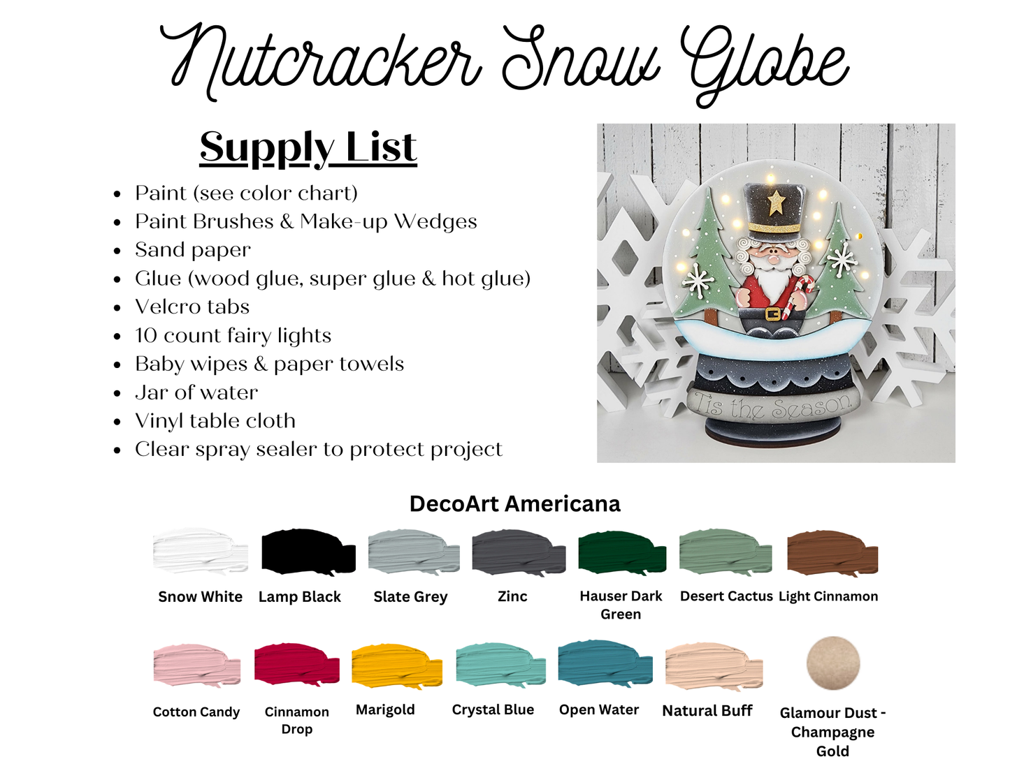 Nutcracker Snow Globe Ornament – DIY Paint Your Own MDF | 6" x 7" Christmas Decor