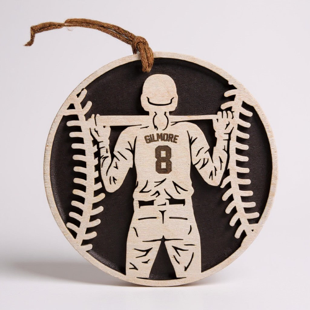 Personalized Softball Ornament – Custom Engraved Wooden Christmas Keepsake for Players, Coaches & Teams