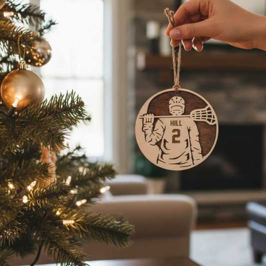 Personalized Lacrosse Ornament – Custom Engraved Gift