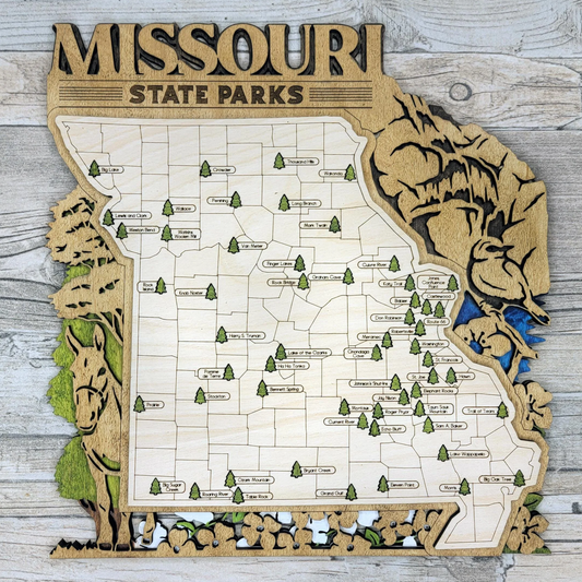 Personalized Missouri State Parks Map Tracker – Custom Name Wooden Travel Keepsake