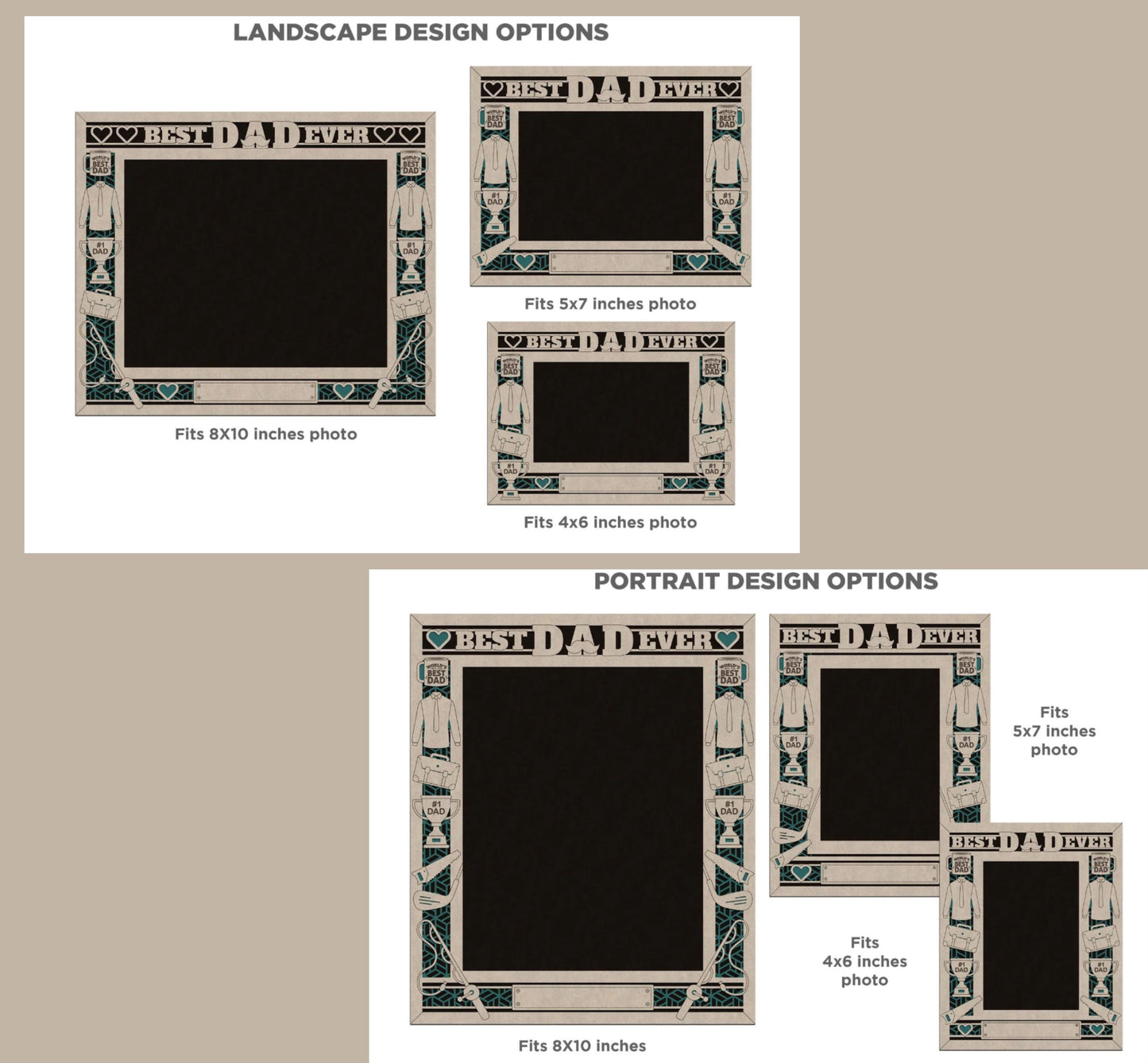 Custom Dad Engraved Wooden Picture Frame – Personalized Laser-Cut Photo Frame, Handmade in Ohio