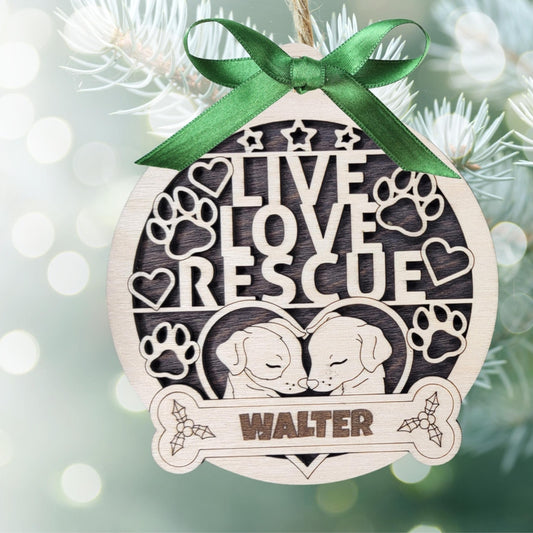Personalized Rescue Dog Ornament – Custom Pet Name