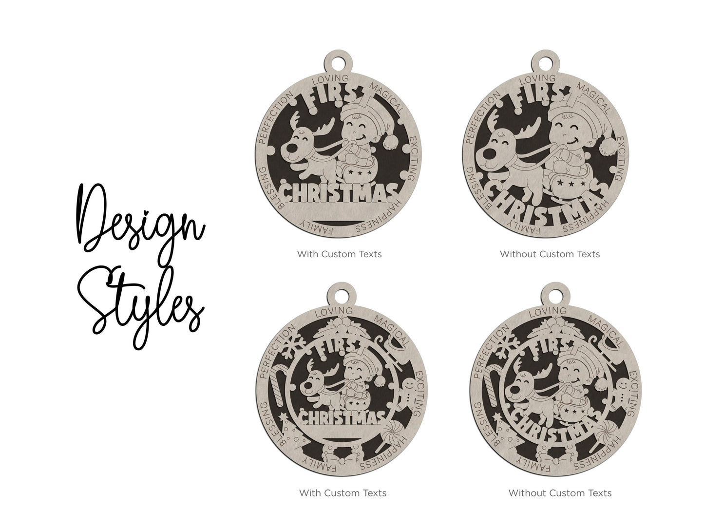 Baby’s First Christmas Ornament – Personalized Engraved Wooden Keepsake