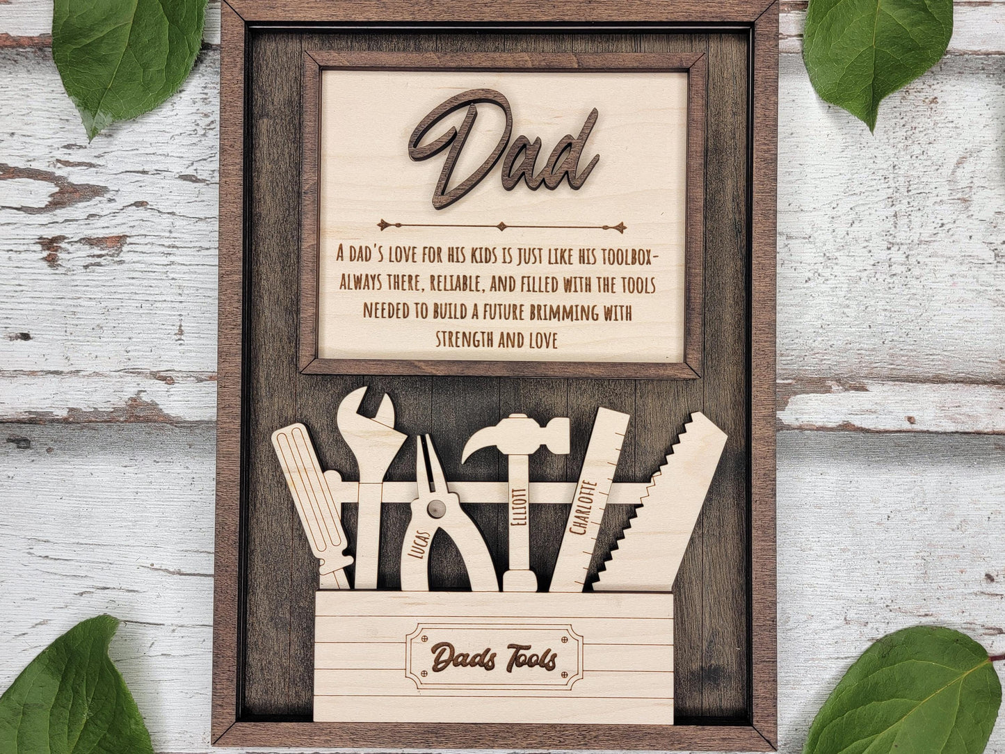 Personalized Handyman Dad Plaque β Custom Kids Name Sign with Tool Design | Gift for Handy Dad or Grandpa | Handmade Wood Shop Decor | 7x9