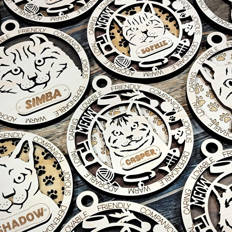 Personalized Cat Ornament – Custom Engraved Pet Name Christmas Keepsake Decoration