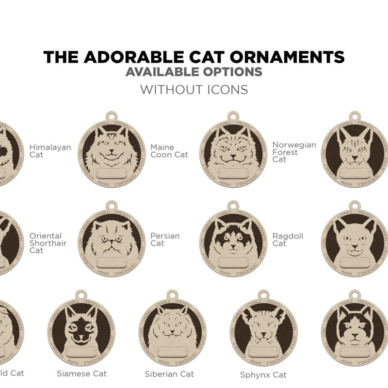 Personalized Cat Ornament – Custom Engraved Pet Name Christmas Keepsake Decoration